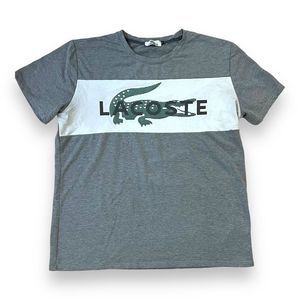 Lacoste Gray and White Long Sleeve Tee